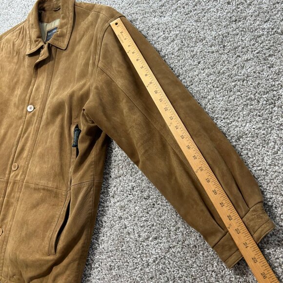 Robert Comstock Mens Suede Leather Jacket Sz 42 Button Front With Zip Pockets - Picture 8 of 12
